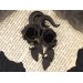 Gothic wedding dangle chain plug earrings for stretched ears Black rose and leaves Witch gift gauges Dark aesthetic
