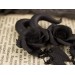 Gothic wedding dangle chain plug earrings for stretched ears Black rose and leaves Witch gift gauges Dark aesthetic