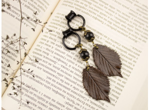 Brown leaf ear hoop hangers 6-25mm