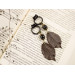 Long ear plugs with dark brown realistic leaf Unique woodland jewelry for stretched ears Hoop hangers for tunnel earrings 