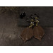 Long ear plugs with dark brown realistic leaf Unique woodland jewelry for stretched ears Hoop hangers for tunnel earrings 