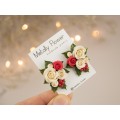 X-mas stud earring with festive bouquet Christmas flowers jewelry Cute gift idea for girlfriend wife sister daughter