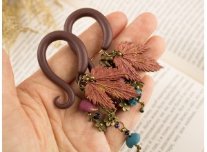 Copper maple leaf dangle gauges 5-14mm