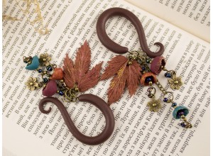 Copper maple leaf dangle gauges 5-14mm