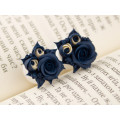 Navy blue beige cream wedding ear plugs Tiny flower gauge earrings Rose tunnels Unique jewelry for stretched ears
