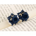 Navy blue beige cream wedding ear plugs Tiny flower gauge earrings Rose tunnels Unique jewelry for stretched ears
