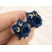 Navy blue beige cream wedding ear plugs Tiny flower gauge earrings Rose tunnels Unique jewelry for stretched ears