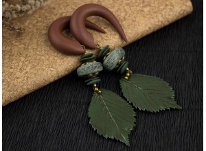 Green leaf dangle gauges 5-14mm