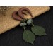 Woodland gauge earrings with deep green realistic leaves and beads Handmade jewelry for stretched ears Unique plugs
