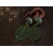 Woodland gauge earrings with deep green realistic leaves and beads Handmade jewelry for stretched ears Unique plugs