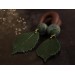 Woodland gauge earrings with deep green realistic leaves and beads Handmade jewelry for stretched ears Unique plugs