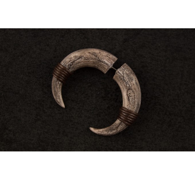 Viking earrings for men Ancient horn shaped faux gauges Boyfriend Husband Brother gift idea Norse 