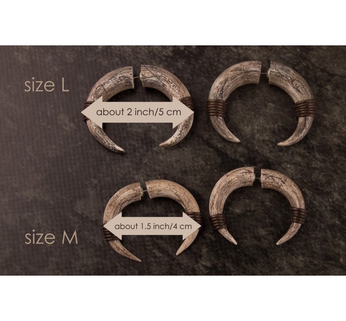 Viking earrings for men Ancient horn shaped faux gauges Boyfriend Husband Brother gift idea Norse 