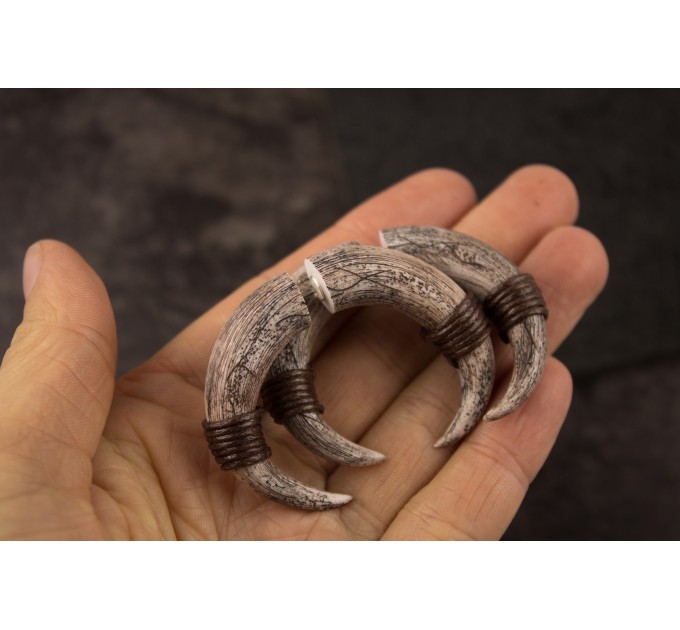 Viking earrings for men Ancient horn shaped faux gauges Boyfriend Husband Brother gift idea Norse 