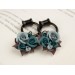 Custom color Teal brown floral ear hangers for tunnels Dangle plug earrings Unique wedding jewelry for stretcher earlobes Handmade gauges