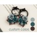 Custom color Teal brown floral ear hangers for tunnels Dangle plug earrings Unique wedding jewelry for stretcher earlobes Handmade gauges
