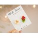 Tiny stud earrings Beige peach rose red green holly berry Holiday festive minimalist jewelry Unique Xmas gift Handmade