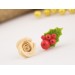 Tiny stud earrings Beige peach rose red green holly berry Holiday festive minimalist jewelry Unique Xmas gift Handmade