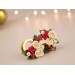 Cute Christmas plug earrings Beige rose red flower golden screw back tunnels Holly berry Holiday gift