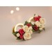 Cute Christmas plug earrings Beige rose red flower golden screw back tunnels Holly berry Holiday gift