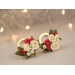 Cute Christmas plug earrings Beige rose red flower golden screw back tunnels Holly berry Holiday gift