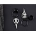 Raven skull hoop earrings for guy Tunnel hangers bird skeleton Animal pagan jewelry for stretched ears Gothic plugs and gauges