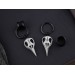 Raven skull hoop earrings for guy Tunnel hangers bird skeleton Animal pagan jewelry for stretched ears Gothic plugs and gauges