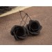 Hoop earrings with black rose Gothic jewelry Unique gift for girlfriend Dark fashion Witch Handmade