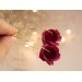 Golden hoop earrings with wine red burgundy rose flower Unique gift for wife Christmas present Bridesmaid jewelry