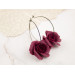 Red wine burgundy rose hoop dangle earrings Handmade jewelry Unique gift idea Floral 