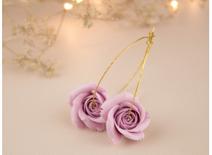 Dusty pink rose golden hoop earrings 