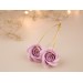 Wedding golden hoop earrings with blush pastel dusty pink rose flower Dangle bridal hoops Handmade jewelry 