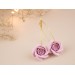 Wedding golden hoop earrings with blush pastel dusty pink rose flower Dangle bridal hoops Handmade jewelry 