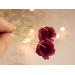 Burgundy deep red wine rose flower earrings for stretched earlobes Golden screw back tunnels Hoop hangers Christmas gift