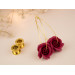 Burgundy deep red wine rose flower earrings for stretched earlobes Golden screw back tunnels Hoop hangers Christmas gift