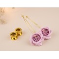 Dusty blush pink wedding ear hangers for gauged ears Gold screw back tunnels hoops Floral plugs Handmade