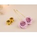 Dusty blush pink wedding ear hangers for gauged ears Gold screw back tunnels hoops Floral plugs Handmade