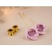 Dusty blush pink wedding ear hangers for gauged ears Gold screw back tunnels hoops Floral plugs Handmade