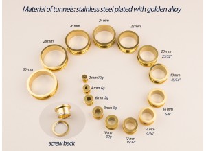 Golden tunnel hoop hangers with dusty pink rose  rose 6-30mm