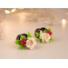 Christmas earrings for stretched ears Holly berry and beige rose gauges Xmas tunnels and plugs Handmade