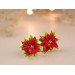 Poinsettia ear plugs Xmas gauges Christmas jewelry for stretched earlobes Holiday tunnel earrings handmade