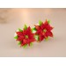 Poinsettia ear plugs Xmas gauges Christmas jewelry for stretched earlobes Holiday tunnel earrings handmade