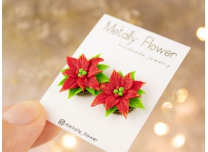 Poinsettia stud earrings