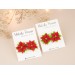 Christmas flower stud earrings Red green Xmas star jewelry Holiday party outfit Cute gift for girlfriend