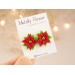 Christmas flower stud earrings Red green Xmas star jewelry Holiday party outfit Cute gift for girlfriend