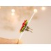 Christmas flower stud earrings Red green Xmas star jewelry Holiday party outfit Cute gift for girlfriend