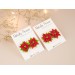 Christmas flower stud earrings Red green Xmas star jewelry Holiday party outfit Cute gift for girlfriend
