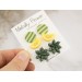 Cute stud earrings set of 3 Lemon slice Teal tiny succulent green circle Teenager gift Bright jewelry