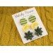 Cute stud earrings set of 3 Lemon slice Teal tiny succulent green circle Teenager gift Bright jewelry