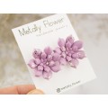 Dusty pale pink succulent stud earrings with golden sparkles Bridal jewelry Tropical flower Handmade